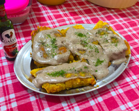 Bacalhau ao creme de azeitonas pretas e palmito