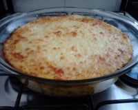 Gratinado de frango ao creme de milho e purê de batata