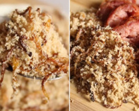 Essa farofa de cebola é tão gostosa que as crianças gostam de comer até pura!