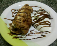 Rolinhos de banana com doce de leite