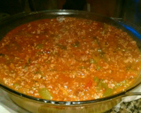 Polenta recheada com carne moida e requejão