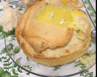 Creme de mandioquinha com gorgonzola e bacon