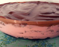 Bolo de chocolate com danone na travessa