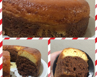 Bolo de chocolate com pudim de coco