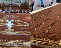 O maior tiramisu do mundo! Sobremesa gigante que quebrou recorde usou 150 mil biscoitos e 3 mil ovos