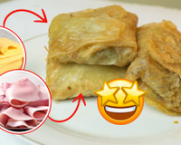 Crepe frito recheado com presunto e queijo que todo mundo gosta: detalhe importante ao servir para que fiquem crocantes