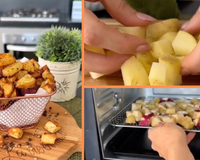 Achou! Esse mix assado de batata inglesa e batata-doce é a receita de acompanhamento crocante pra fazer na airfryer que você estava procurando
