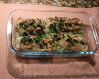 Filé de linguado assado com crostas de pão e cheiro verde