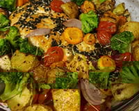 Salmão com legumes no forno