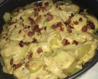 Batatas gratinadas com bacon
