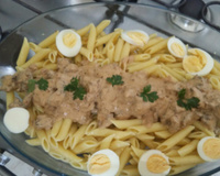 Penne com filé mignon