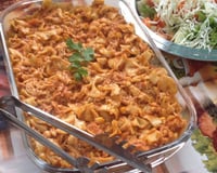 Macarrão de panela de pressão com frango queijo e presunto