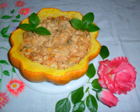 Camarão na moranga no micro-ondas