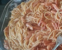 Macarrão com creme de leite e bacon