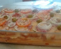 Pizza de tabuleiro com pão de forma