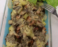 Batatas gratinadas com bacon