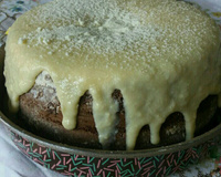 Bolo vulcão de leite em pó com creme de avelã