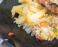 Arroz de bacalhau com batata frita