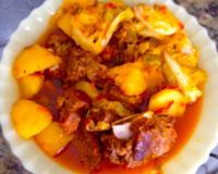 Costela com batata e agrião