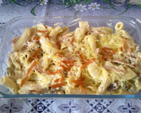 Macarrão com creme de leite e bacon