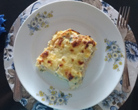 Lasanha de espinafre, ricota e peito de peru