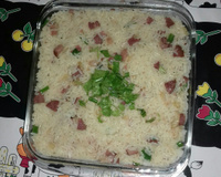 Arroz com milho e linguiça calabresa