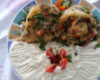 Pescada recheada com legumes