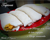 Tapioca com frango ao creme de leite e requeijão