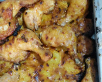 Coxas de frango com batatas e maionese