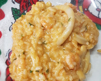 Risoto de camarão e lula