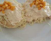 Massa ao molho branco de palmito