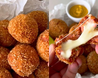 Bolinho de linguiça recheado com provolone é o petisco perfeito para o final de semana!