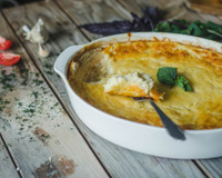 Souflé de legumes com mussarela e presunto