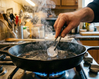 É por isso que você deve passar um cubo de gelo na frigideira quente: truque inusitado é muito útil na cozinha