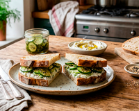 Comi num restaurante e fiquei sonhando com o dia que iria comer de novo: sanduíche de coalhada com pepino é divino e muito fácil de fazer