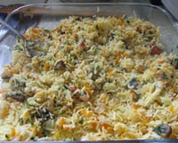 Arroz à grega com camarão