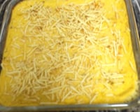 Purê de batata ao forno com frango desfiado