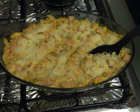Macarrão com requeijão e peito de peru