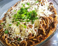 Macarrão com carne moída