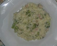 Risoto de brócolis, arroz comum e bacon