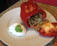 Pimentão recheado com carne moída