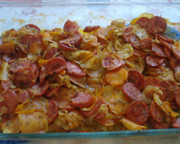 Batatas com lingüiça