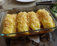 Bife à parmegiana com purê de batata