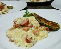 Risoto de abobrinha com linguiça defumada