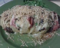 Batata fatiada e recheada