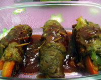 Bife recheado e enrolado