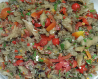 Salada de lentilha com bacalhau