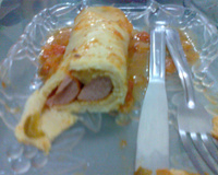 Panqueca de soja com salsicha