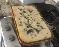 Salmão ao forno com molho branco