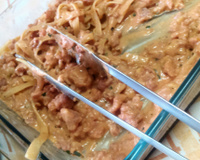 Macarrão com linguicinha e creme de leite